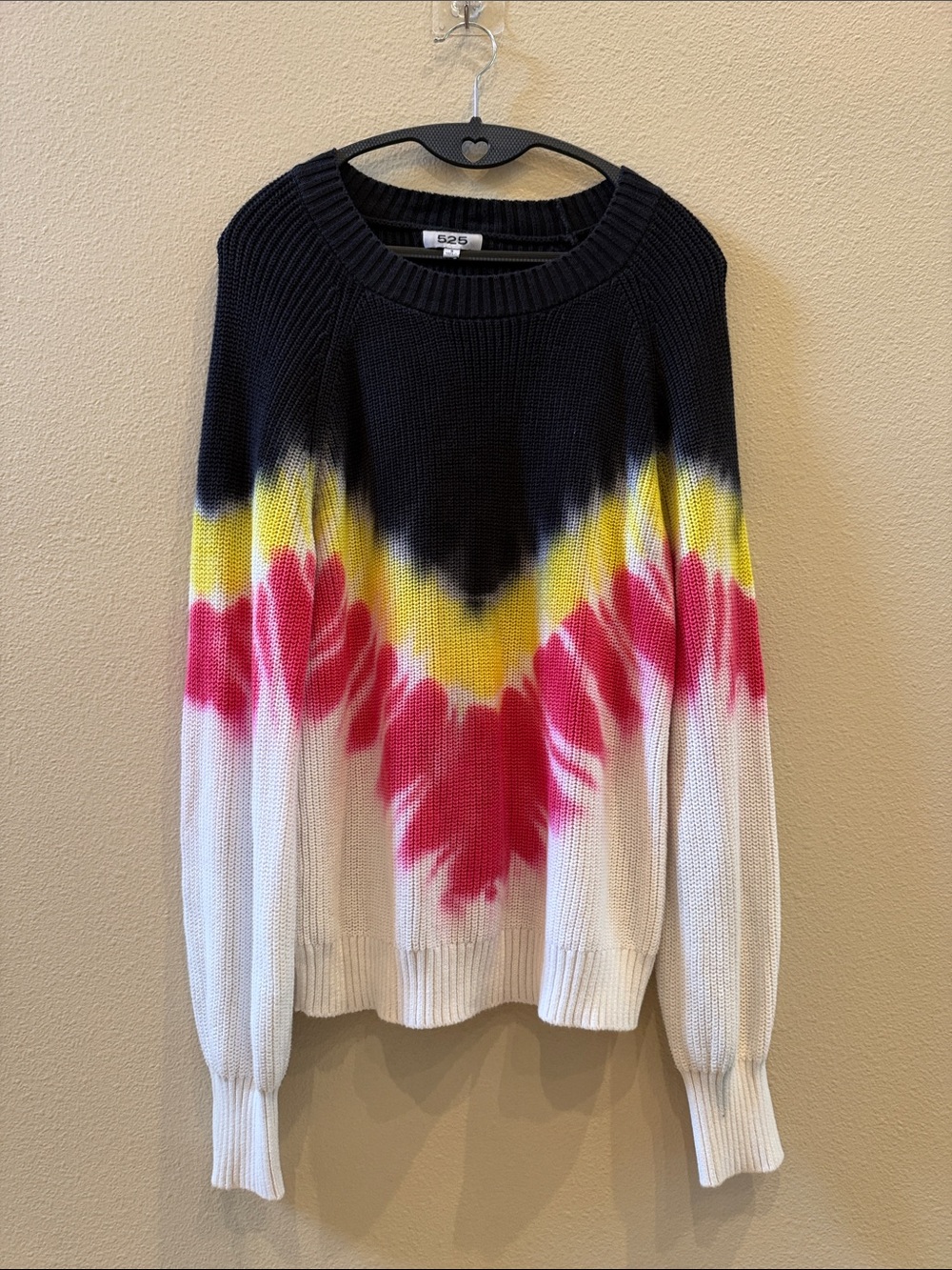 525 Anthropologie Tie-Dye Crewneck Sweater in Navy, Yellow, Pink, White